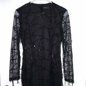 PLT Black Sequin Long Sleeve Mini Dress